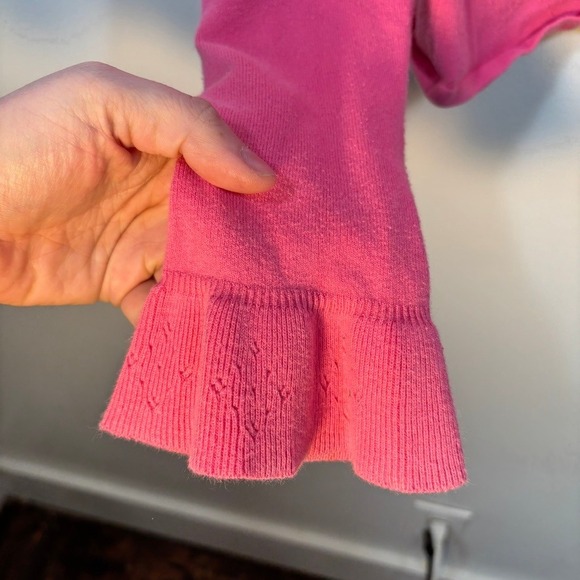 Balletcore Ribbon Tie Knit Sweater Women Sz M Pink Coquette Empire Waist Ruffle - Picture 4 of 10